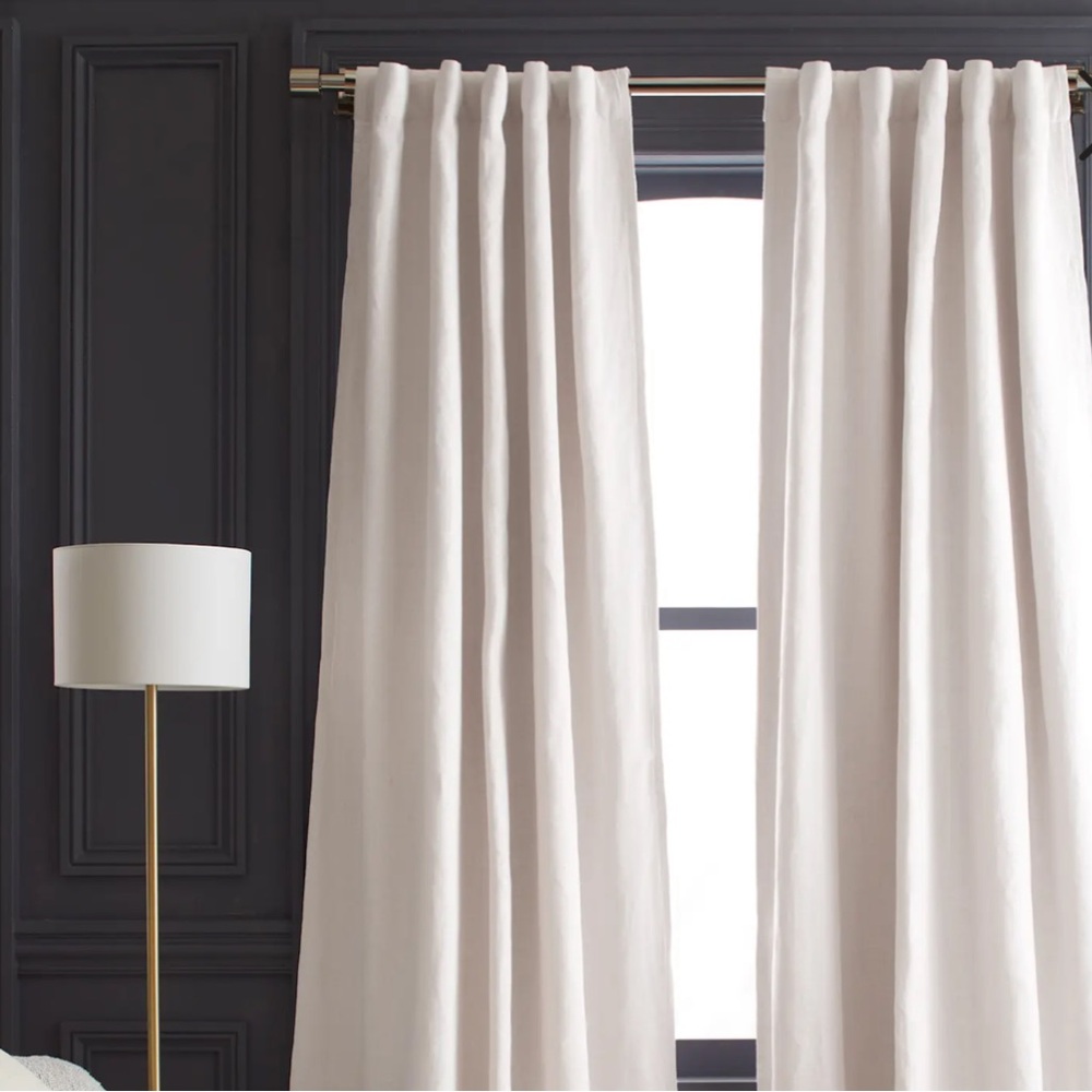 QUINCE Heavyweight European Linen Room Darkening Curtain Cloud Single Panel